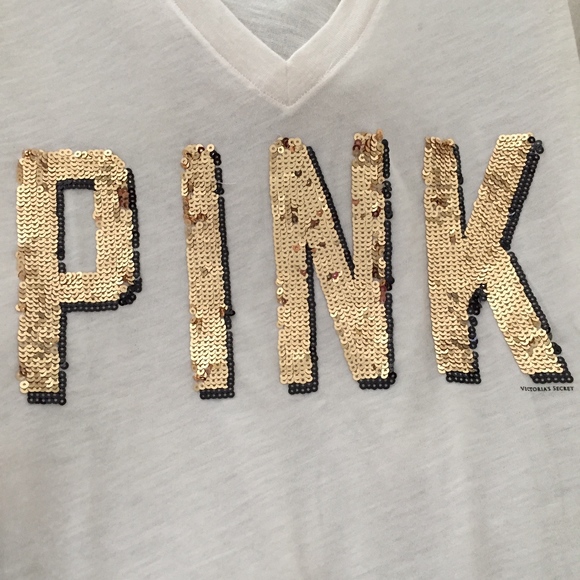 PINK Victoria Secret CREAM T-SHIRT - Picture 2 of 2